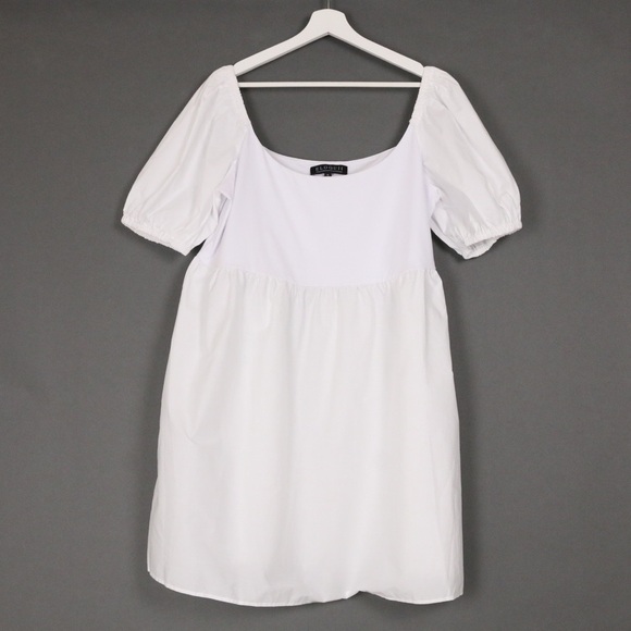 Eloquii White Puff Sleeve Babydoll Dress NWT Size 16 - Picture 2 of 10